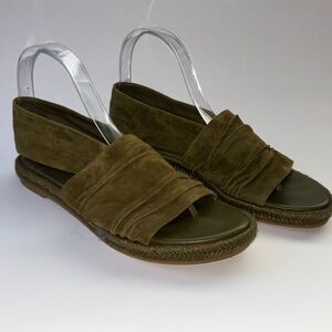 Tory Burch suede slingback espadrille shoe sandal Leccio green Sz 8 flats